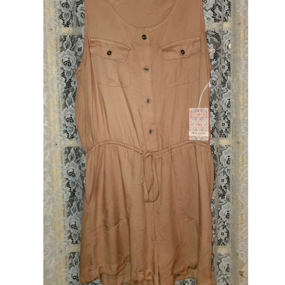 NWT Iris Basic brand tan sleeveless/shorts romper
